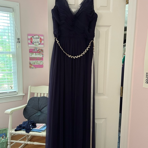 BHLDN Hitherto Fleur Dress in Navy w/Belt - Picture 2 of 4